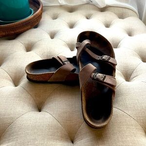 Birkenstock Mayari Burkina-Flor Brown Leather Sandal 38 US Size 7.5-8
